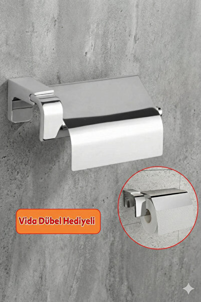 NZB Metal Toilet Roll Holder Apparatus Wc Paper Stand with Lid Stainless Stur...