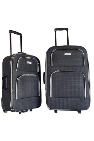 Captivex 2 Wheels-Bellowed-Very Lightweight 2 Pieces Fabric Suitcases Large and Medium Size