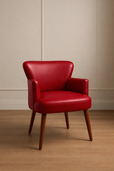 Azra Mobilya Roma Kırmızı Deri Modern Berjer Koltuk | Tekli Koltuk – Şık ve K...