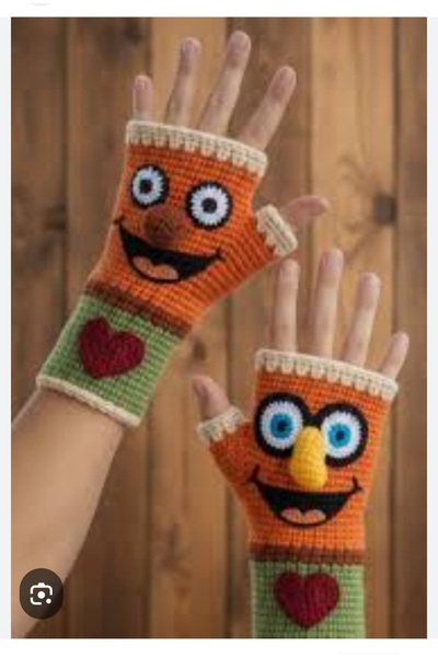 diğerr1 Orgu patmaksiz renkli komik eldiven