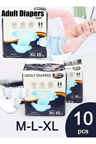 Generic ١٠ قطع من حفاضات الكبار عالية الامتصاص، مقاسات متوسطة/كبيرة/كبيرة جدًا، للاستخدام مرة واحدة، مناسبة لسلس البول