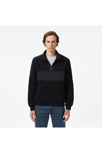 Lacoste Erkek Classic Fit Yarım Fermuarlı Siyah Sweatshirt