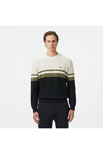 Lacoste Erkek Classic Fit Bisiklet Yaka Renk Bloklu Siyah Kazak