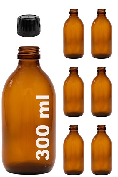 Afracam 300ml Round Medicine Syrup Bottle 300 Cc Amber Brown Glass Bottle wit...