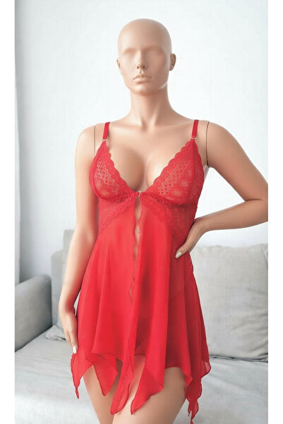 Nightlight Siyah Sarı Dantelli Nakış İşlemeli Şeffaf Babydoll Gecelik Takımı ...