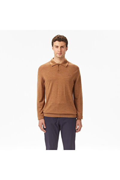 Lacoste Erkek Classic Fit Polo Yaka Kahverengi Kazak