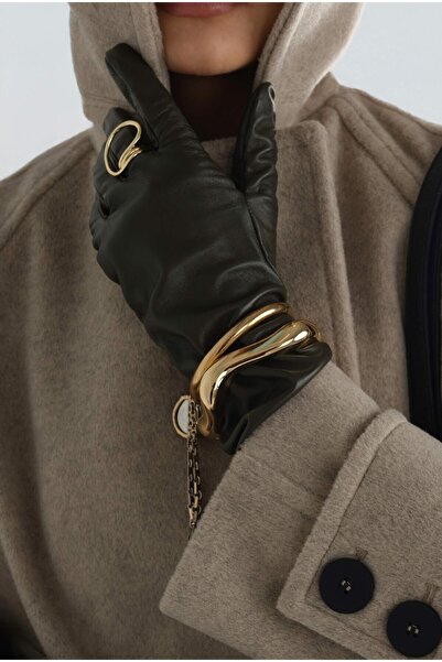 HEQA %100 Deri Uzun Eldiven Haki