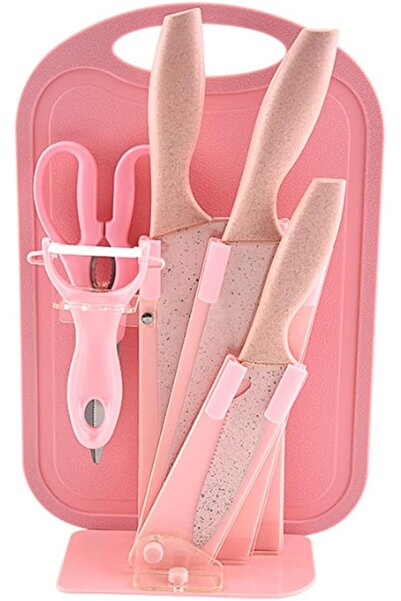 Blooming 7-piece Stainless Steel Wheat Straw Kitchen Knife Set