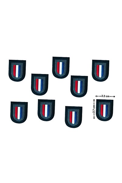 Megas Etiket Ütü ile Yapışan Kırmızı-Beyaz-Lacivert Bayrak Set Dokuma Arma/Yama