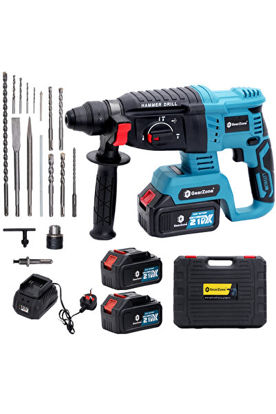 GearZone Cordless Electric Hammer Drill, 21V High Power, With Accessories, Wi...
