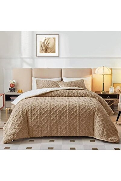 OEM Thick Quilt Set with Fur and Two Pillowcases 50x70cm Cocolino, 200x230cm, Reversible, Fluffy