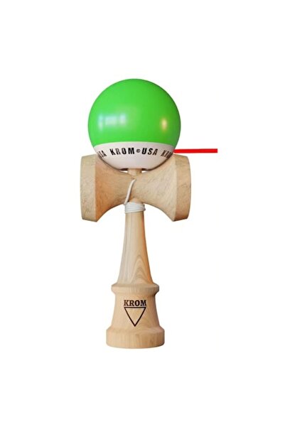 KROM Kendama Green, wood, 18.5 cm, large cups, Base cup + gift string set