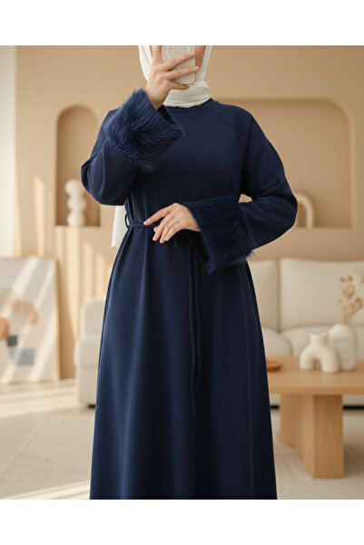 Modamorfo Long Thessaloniki Dress with Feathered Sleeves and Tie at the Waist...