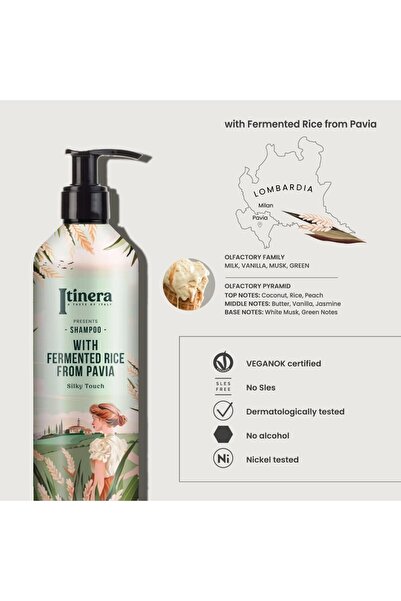 GFL Șampon Itinera cu extract de orez fermentat din Pavia, Italia – 370 ml