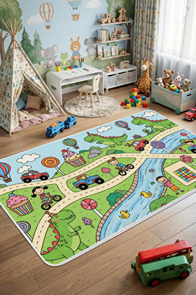 Liriya Makinede Yıkanabilir Dijital Baskı Kaymaz Taban Salon Mutfak Yolluk Ço...