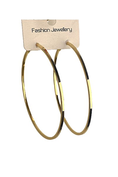 Furtek Aksesuar Kadın Gold Çelik Halka Küpe 7.5 cm Lak Kaplama Kararmaz