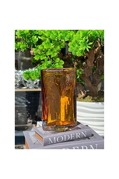 Home İTHAL REZ KARE AMBER CAM VAZO KÜÇÜK