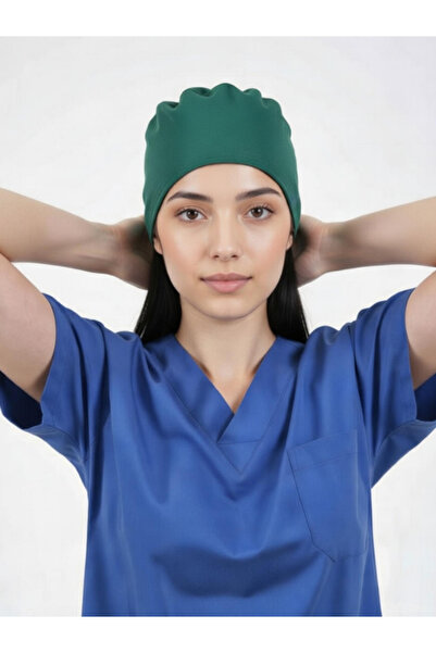 LITTE Unisex Avcı Yeşili Medikal Cerrahi Bone Doktor Hemşire Hastane Bonesi