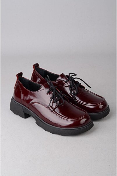 SEÇ KUNDURA حذاء SEÇ S320 من الجلد الطبيعي للرجال والنساء، جلد أحمر داكن لامع