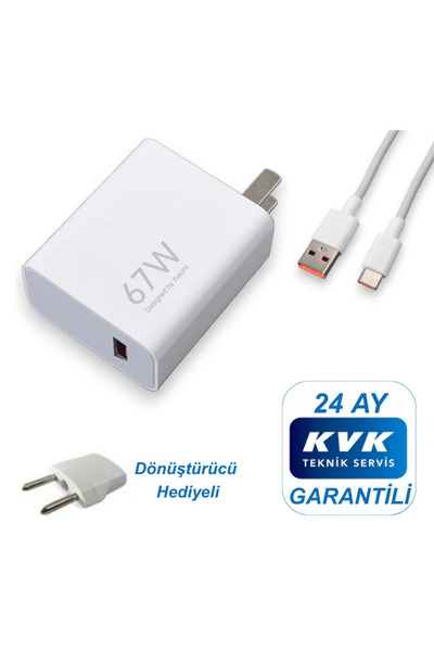 Xiaomi 67W (WATT) Turbo Hızlı Şarj Aleti Adaptörü Kablo Seti Dönüştürücülü ( KVK Teknik Servis Garantili )