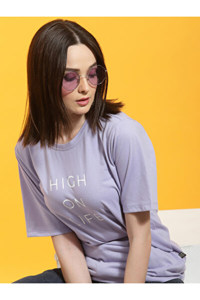 Rigo By Styli Purple Short Sleeve Oversized T-Shirt