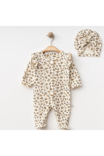 Little Ya Ya Love Baby Girl Leopard Patterned Booties Romper Bonnet Set