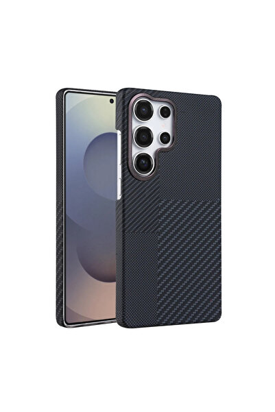 UnDePlus Samsung Galaxy S23 Ultra Kılıf Kevlar Desenli Karbon M-Safe Magnetik...