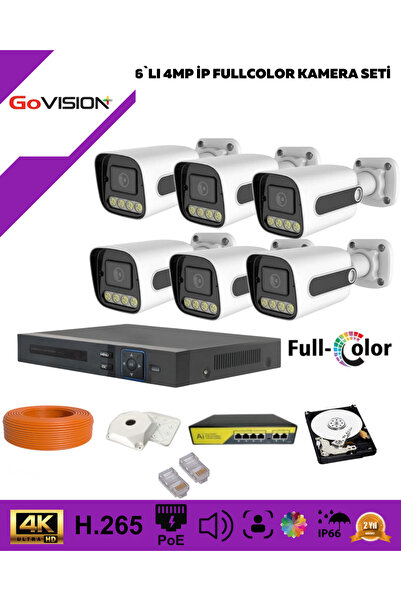 Go Vision 6 KAMERALI ULTRA HD 4K ÇÖZÜNÜRLÜK GECE GÖRÜŞLÜ WARMLED FULLCOLOR H2...