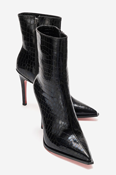 Ayakkabı Ateşi Дамски дизайнерски ботуши с тънък ток до глезена Yanni Black C...