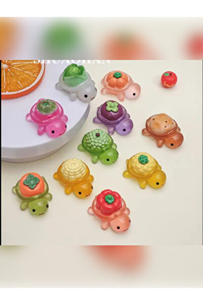 Umut's 5'li Karanlıkta Ultra Parlayan Mini Sebzeli Kaplumbağa Figürleri- Açık...