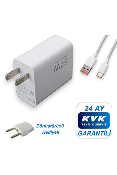 Xiaomi 67W (WATT) Turbo Hızlı Şarj Aleti Adaptörü Kablo Seti Dönüştürücülü ( KVK Teknik Servis Garantili )