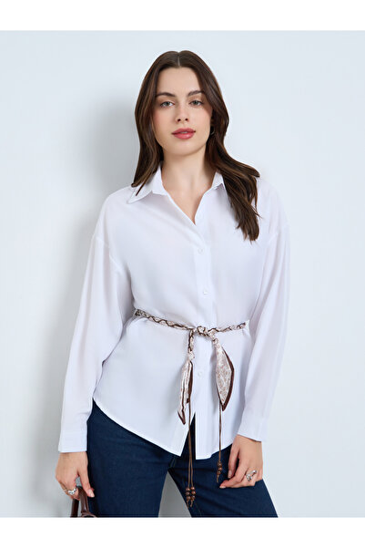 Styli White Long Sleeve Oversized Shirt