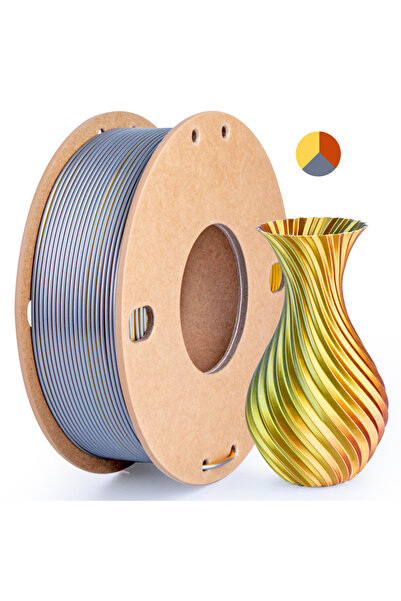 Choice3 خيوط طباعة ثلاثية الأبعاد من الحرير PLA بألوان ذهبية وفضية ونحاسية، وزن 250 غرام، قطر 1.75 مم، خيوط حرير PLA ثلاثية الألوان في خيط واحد