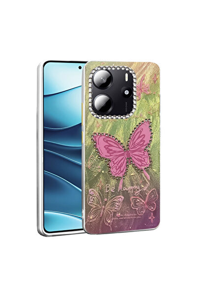 UnDePlus غطاء حماية لهاتف شاومي ريدمي نوت 14 الجيل الرابع، غطاء ملون لامع بنقش بارز