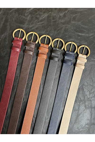 LİA KEMER 6-Piece Jaunt Round Patterned Faux Leather Women's Antique Vintage Buckle Coat Belt Dress Pants Belt