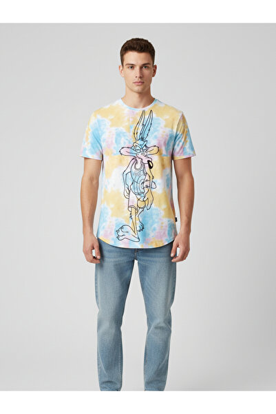 Space Jam By Styli تيشيرت رجالي برسومات باغز باني المصبوغة بتقنية التاي داي