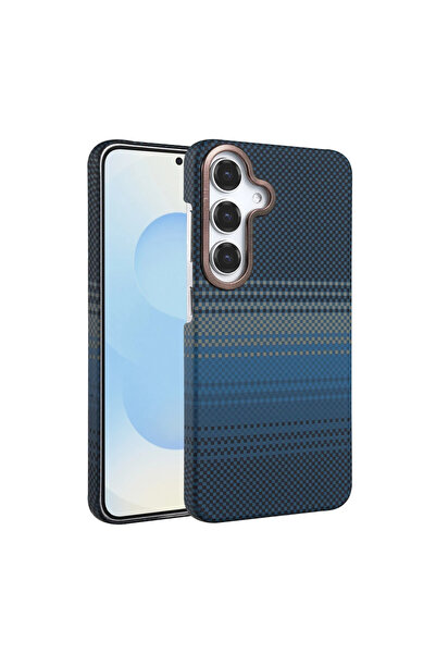 UnDePlus Samsung Galaxy A55 5G Kılıf Kevlar Desenli Karbon M-Safe Magnetik Şa...