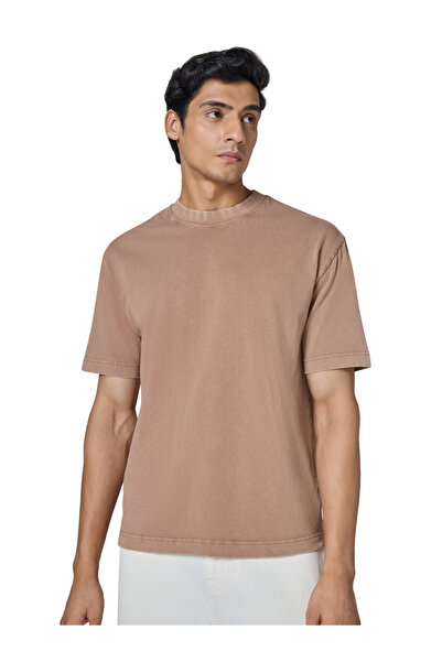 XYXX By Styli Men Brown Cotton Acid Wash T-Shirt