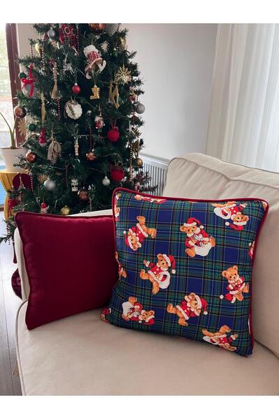 TUĞÇE DEMİR HOME DESIGN LACİVERT YILBAŞI AYICIK KIRLENT (İÇ DOLGULU VEYA KILIF)