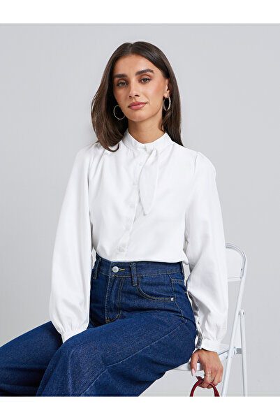 Styli Women White Long Sleeve Buttoned Blouse