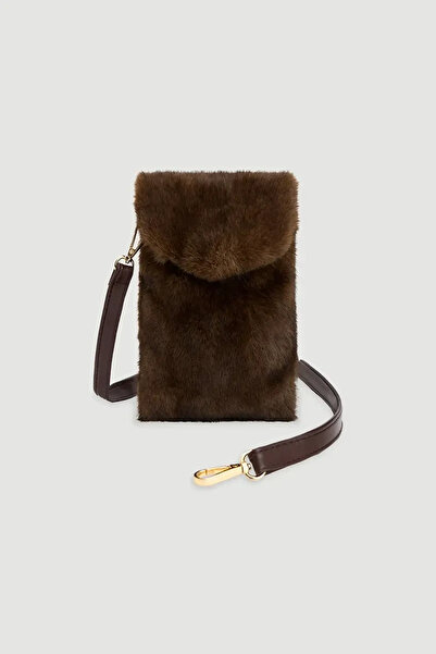 Gusto Phone Holder Plush Bag - Brown