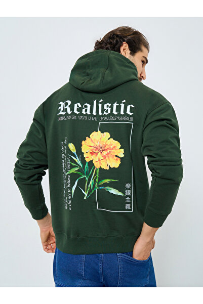 Styli Eco Earth Relaxed Fit Back Graphic Fleece Hoodie