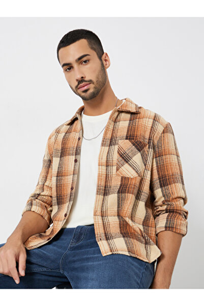 Styli Men Checkered Flannel Oversized Shirt
