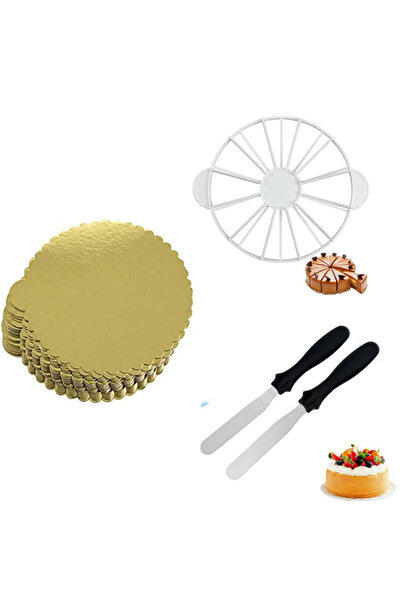 adin tasarım قاعدة كيك من الورق المقوى 50 قطعة، ملعقة كيك معدنية 28 سم، قطاعة...