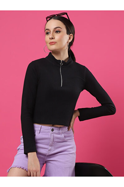 Rigo By Styli Black Ribbed Long Sleeve Top