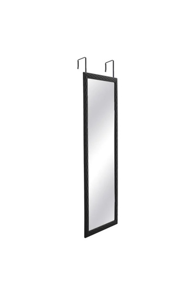 ELITECOMMERCEMARKET Black Framed Mirror with Checkered Pattern for Door 35x95cm