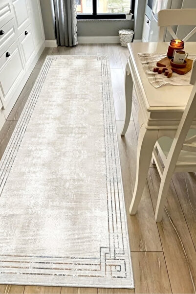 VOPTEKS Bej Halı Mutfak Halısı Makinede Yıkanabilir Halı Kaymaz Taban Halı