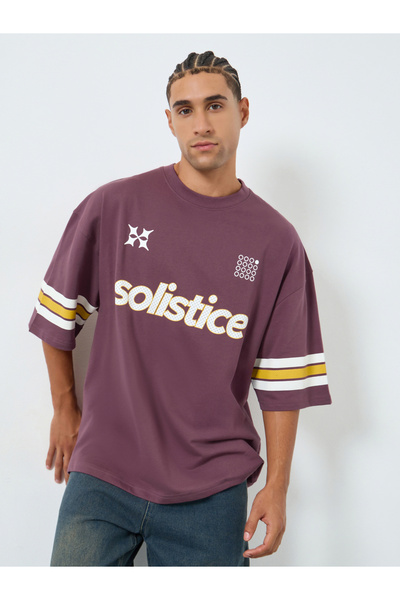 Styli Men Purple Graphic Print Boxy Fit T-Shirt