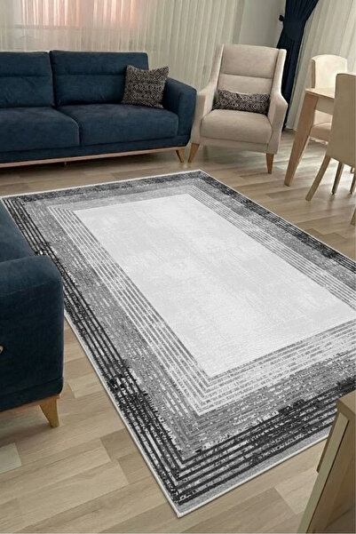 VOPTEKS Gri Halı Salon Halısı Makinede Yıkanabilir Halı Kaymaz Taban Halı