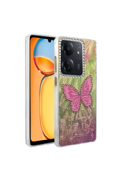 UnDePlus Xiaomi Redmi 13C Case Colorful Shiny Embossed Pattern Blade Cover